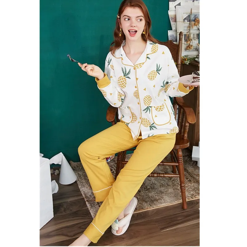 Factory Wholesale Promotional Women Printed Fashion Pajamas Set