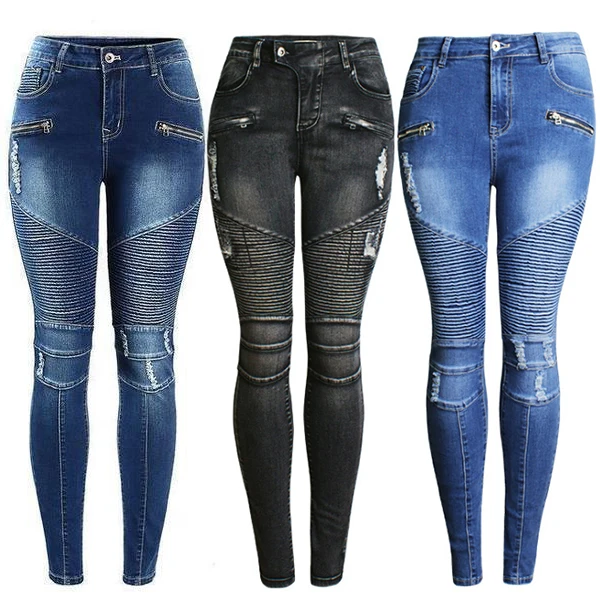

In-stock three colors china new fashional product skinny moto biker stylish stretch jeans womens denim