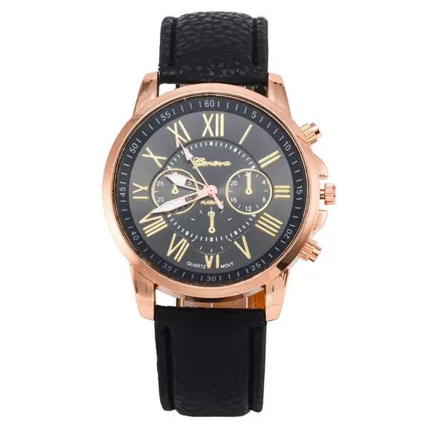 AliExpress Man Hot Sell Leather Geneva Watches Geneva Waterproof Watches Men Wrist Digital Wholesale Cheap Clock Wristwatches