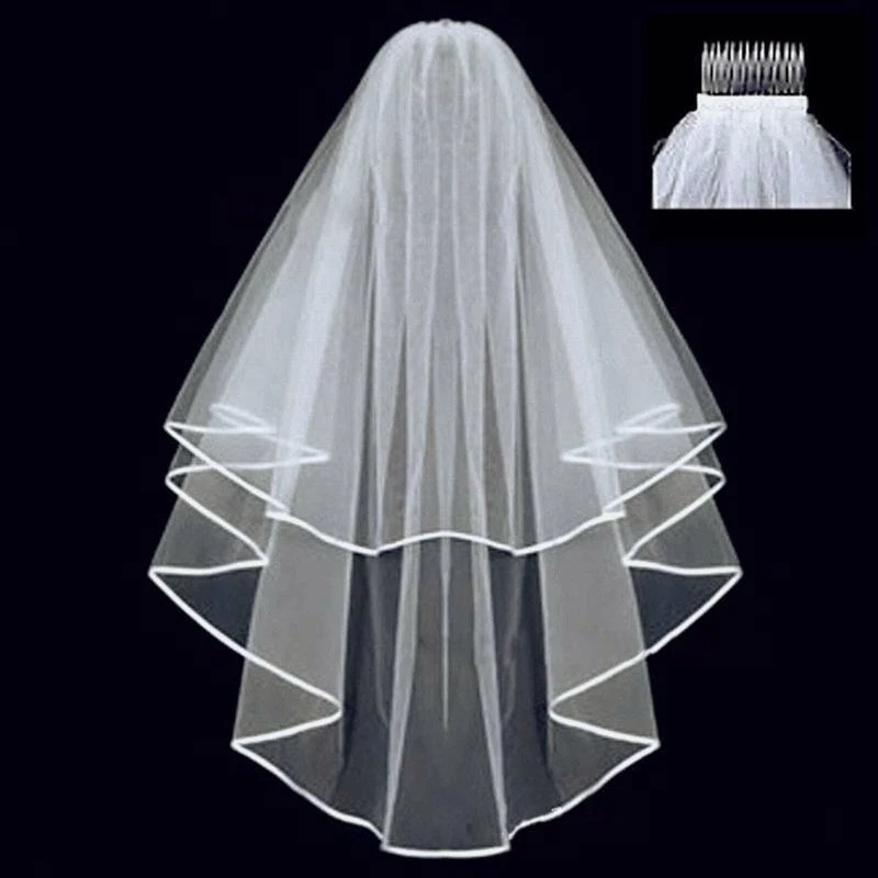 

Simple Short Tulle Wedding Veils Two Layer With Comb White Ivory Bridal Veil for Bride for Marriage Wedding Accessories