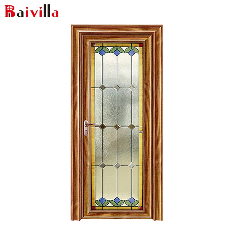 Aluminum Comfort Room Single Bathroom Door Design Aluminum Glazed Glass