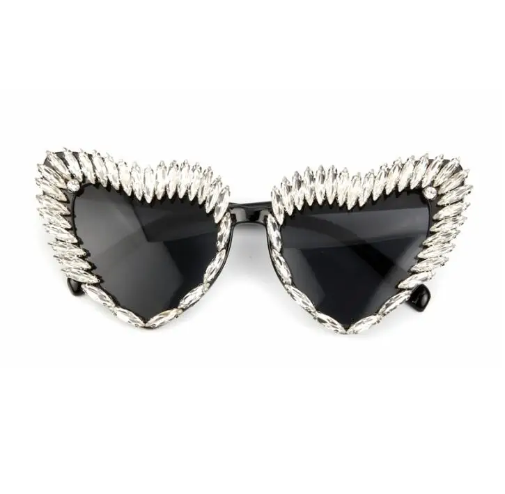 

Wiipu luxury Rhinestone Retro Love Heart Shape Summer glasses shades