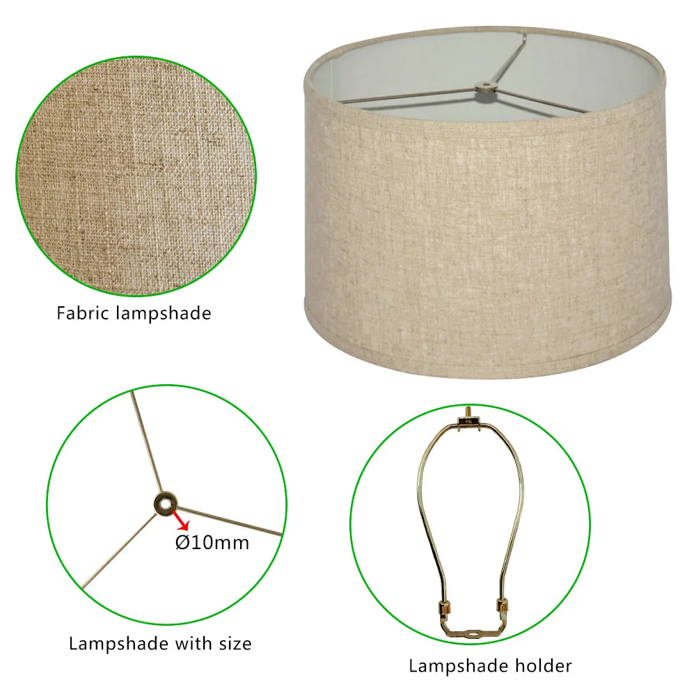 Handmade Empire Drum linen Fabric light cover floor table Lamp shade
