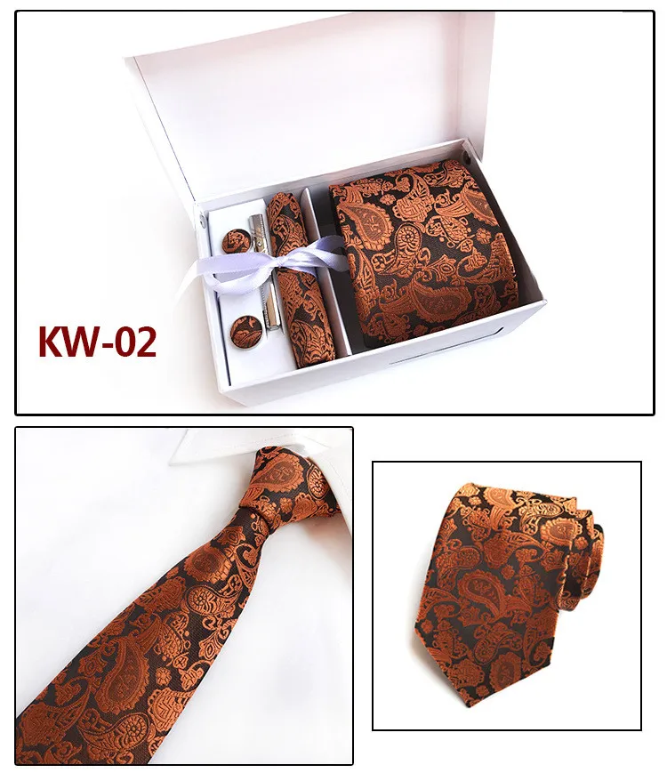 Fashion Ties Gift Box Polyester Silk Jacquard Men Suit Pocket Square ...