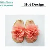 Adorable Leather baby sandals with pink chiffon flower