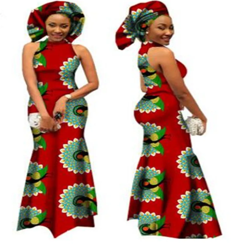 

New ethnic slim fit flora print fashion cotton wax women long fish tail flouce Dashiki dresses African ball evening gown