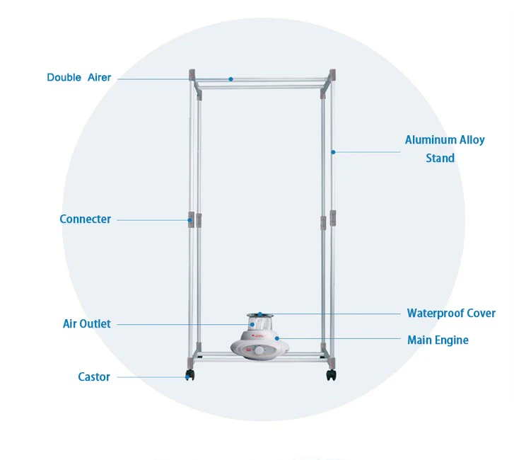 H802f Home Use Indoor Garment Clothes Dryer With Square Shape Air O