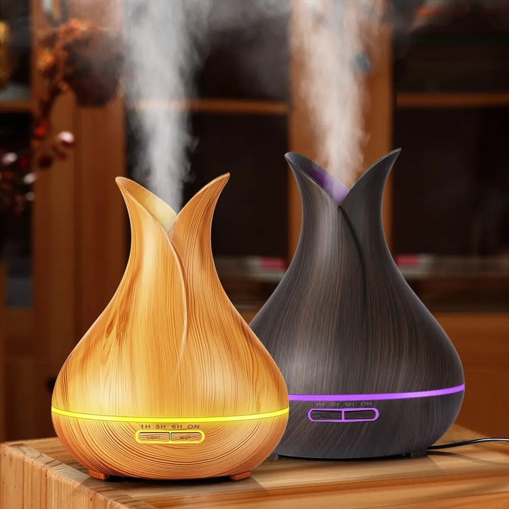 Ultrasonic Electric Petal Wooden Aroma Oil Diffuser Aromatherapy