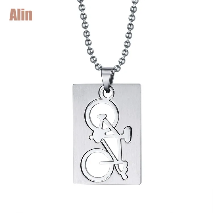 

Bicycle pendant fashion necklace men silver stainless steel jewelry