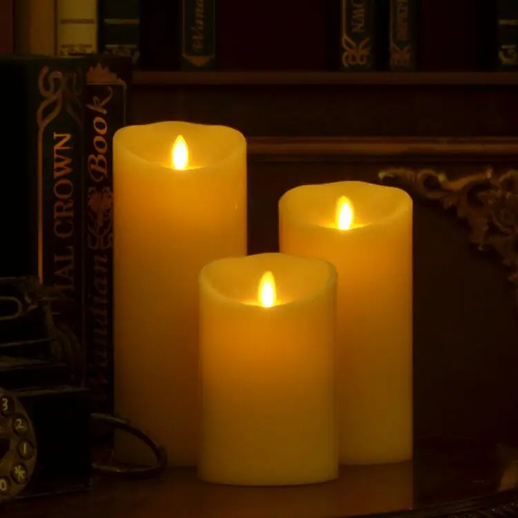 NEW design real wax moving wick flickering flameless led candles
