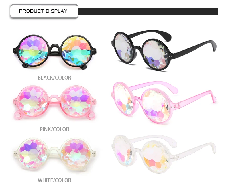 Halloween Festival Party Round EDM Kaleidoscope Glasses Rainbow Lens Sunglasses