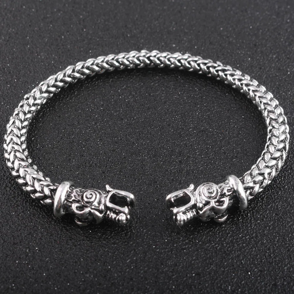 

Wolf Head Bracelet Indian Jewelry Fashion Accessories Viking Bracelet Men Wristband Cuff Bracelets For Women, Picture shows