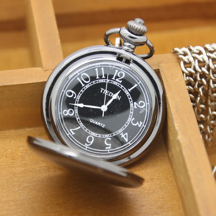 
Factory price promotion black gun custom logo blank pocket watch 