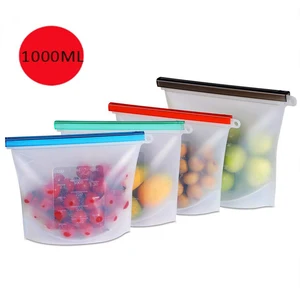 Amazon hot selling 100% food grade resealable reusable fresh silicone food storage bag