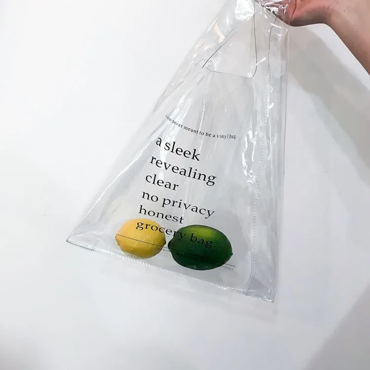 Clear Vinyl Plastic Bag Tote Pvc Medium Ladies Shopper Shoulder