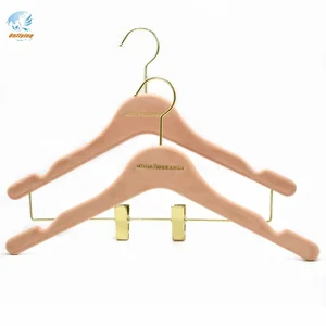 Image of Custom non slip pink velvet skirt hanger with clips