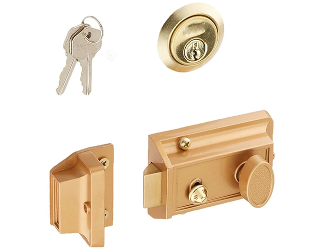 ION Security Traditional Night Latch Door Lock Rose Gold F6406 with 3 Keys 60mm 