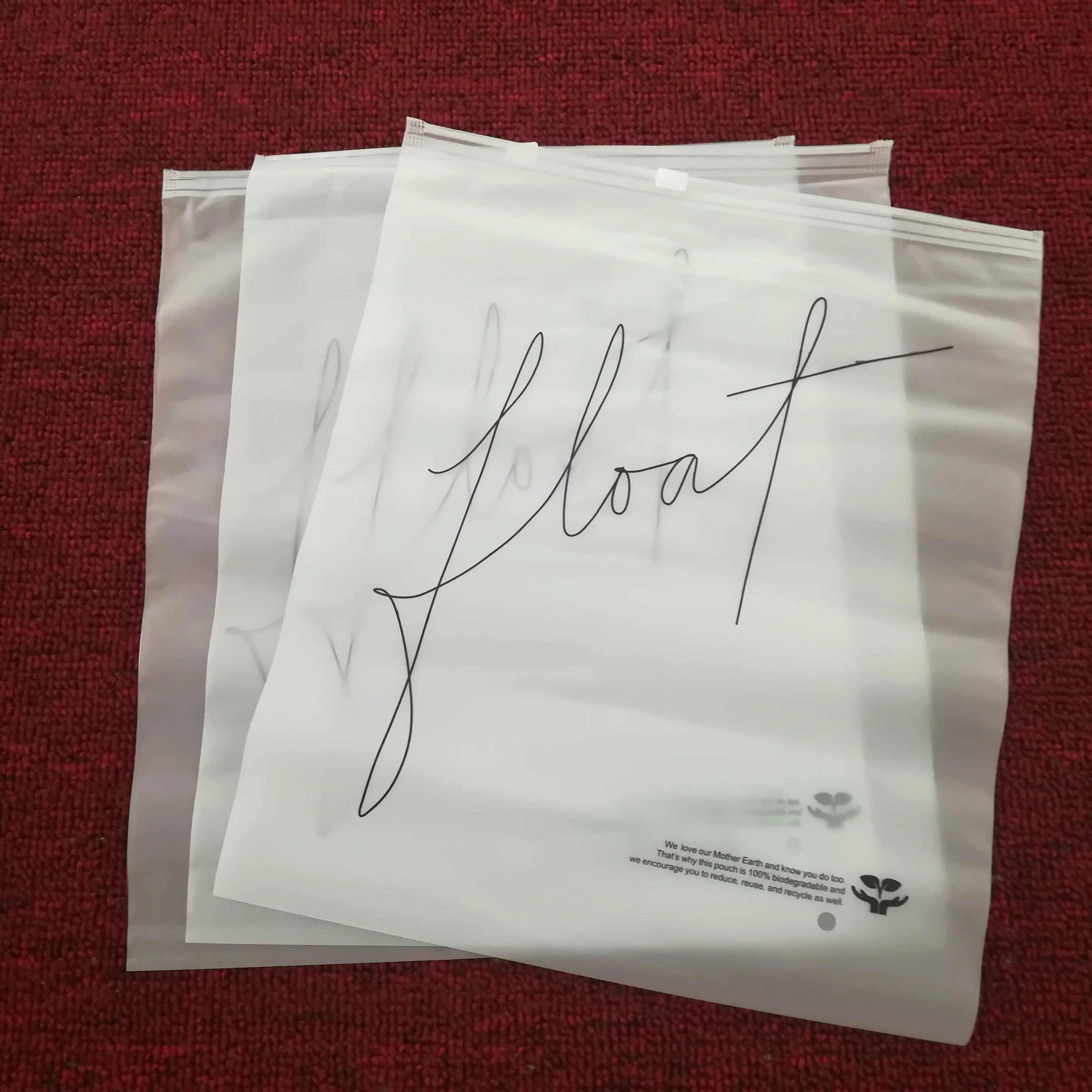 
Hot sale matte frosted PVC EVA slider zipper bag,Wholesale custom printed white logo Reclosable slider Plastic Bags 