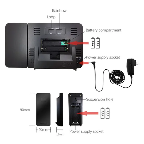 
Digital Weather Station Weather Forecast Projection Clock with Device Charger PT3531B RCC controlled display temperature 