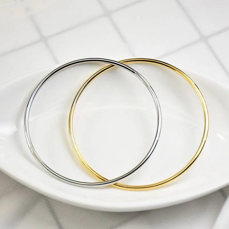 

BA008 Hypoallergenic Jewelry Gold Rose Gold Plated Stainless Steel Plain Round Bangles