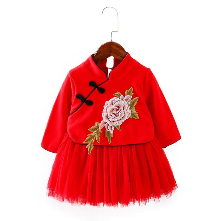 

2018 Fashion 1-5 years Girls Long Sleeve Good Quality Girls Dresses, Pink/red/navy blue