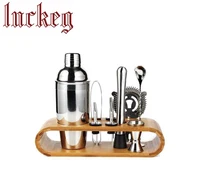 

Boston Wine Stainless Steel Bar Cocktail Shaker Set With Bamboo Stand