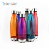 16oz reusable flask with stainless steel leak proof twist off cap & steel base cola bottle shape BPA Free plastic water bottle