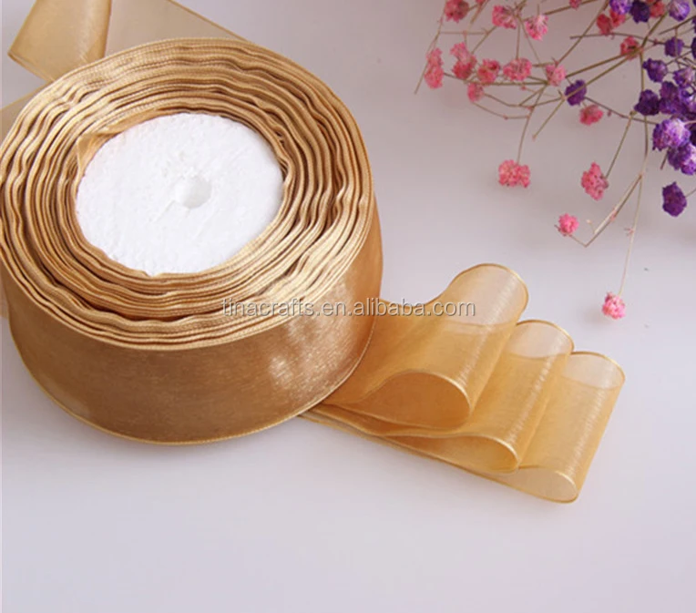 

Wholesale Fashion 38mm khaki Chiffon Ribbon Jewelry organza Ribbon, Colourful