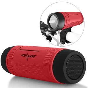 ZEALOT S1 Cycling Stereo Blue tooth Speaker Wireless Column Subwoofer LED Flashlight FM Radio 4000mAh Battery TF Card Play