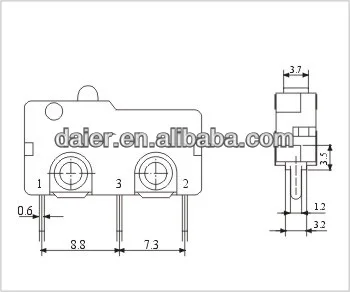 Mini Micro ON OFF Switch with No Lever PCB Terminals KW4-Z1P
