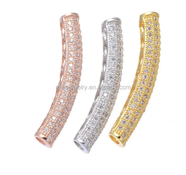 

Miss Jewelry Wholesale CZ Micro Pave Stainless Steel Loose Tube Beads