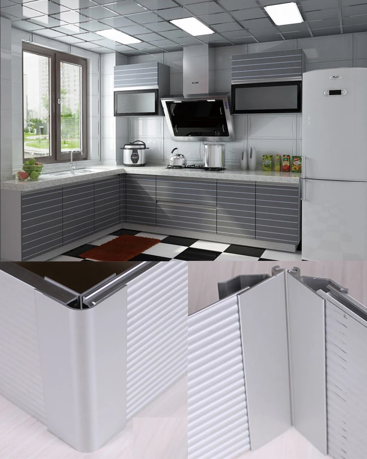 Aluminum Metal Corner Joints Skirting For Kitchen Cabinet Plinth