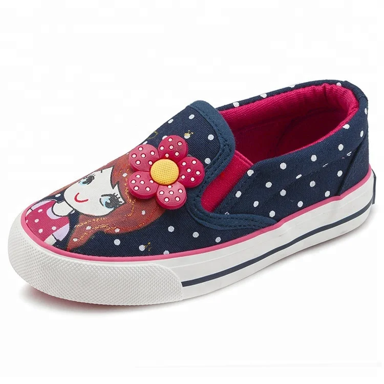 

CV7011 custom printed girls flower bow canvas shoes for reseller, Pink, red, navy