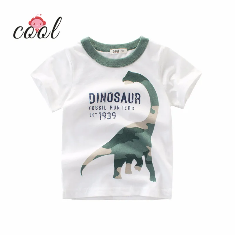 

2019 summer new kids clothing printed cotton casual boy dinosaur short sleeve t shirt