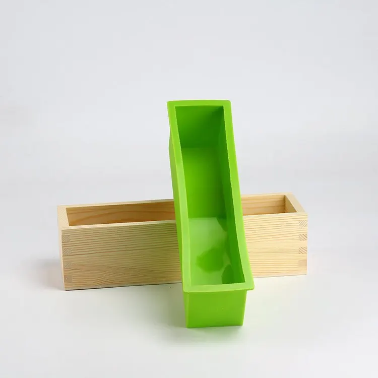 Rectangle Silicone Loaf Soap Mold with Wooden Box