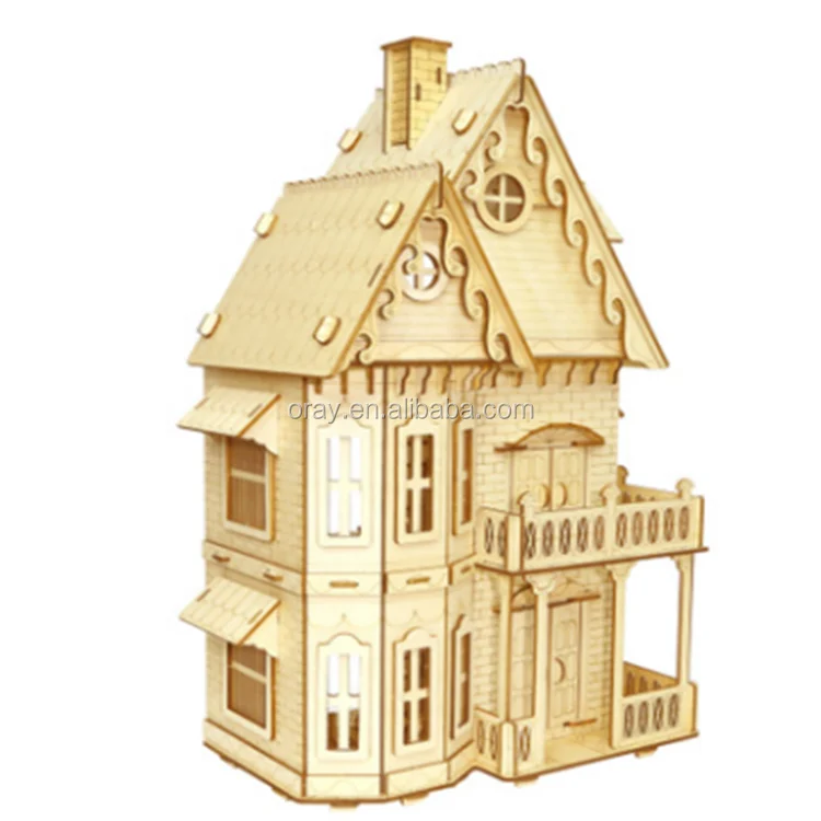 3D Plastic House Construction Kit Gothic Villa model with LED-Light 