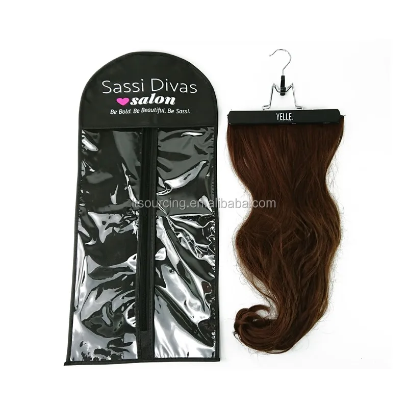 Customized Clear Plastic Non Woven Silk Satin Bag Wig Hair Extension