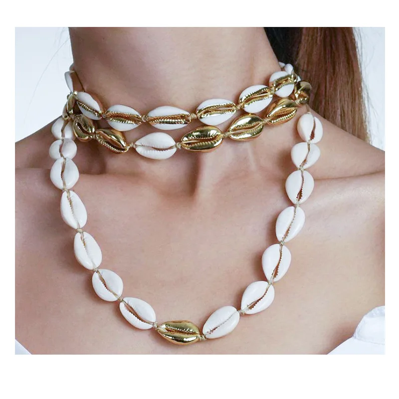 

Trendy golden shell necklace long shell necklace sets