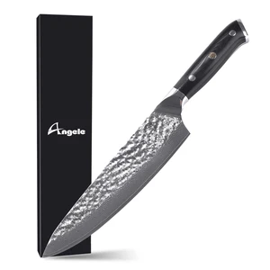 Image of 8" damascus knife japan VG10 67 layers chef knife kitchen hammer mirror finished