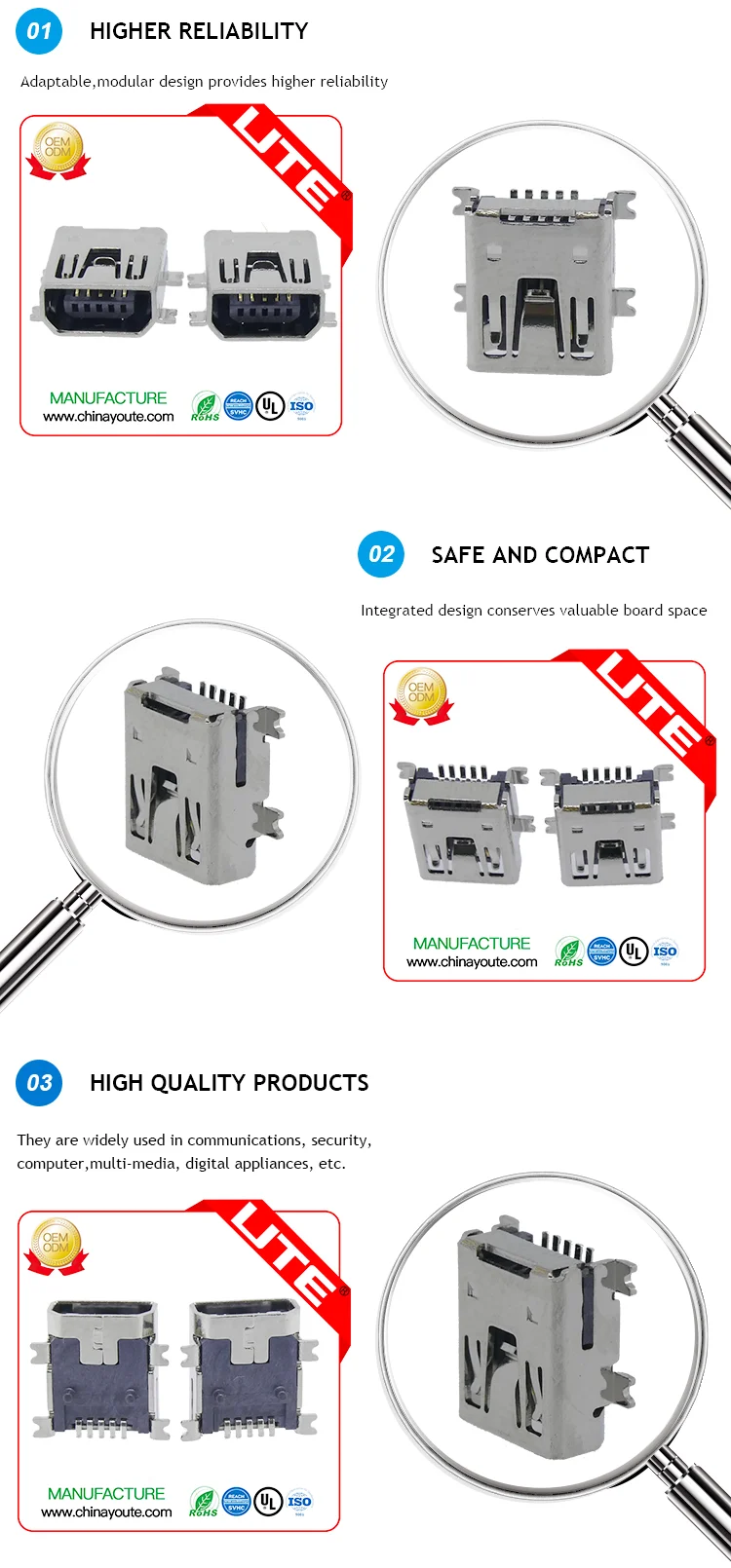 Mini Usb Connector With A B Male Female Port Plug To Color Code Wiring Cord For Battery Chargers Buy Mini Usb Connector With A B Male Female Port Plug Smt Type Usb Connector Copper Micro Usb
