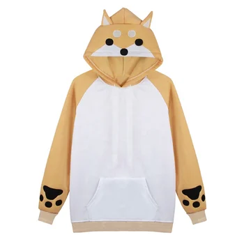 shiba inu hooded plush sweatshirt