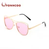 FONHCOO Wholesale Fashion Custom Logo Uv400 Double Bridges Pink Lens Metal Sunglasses