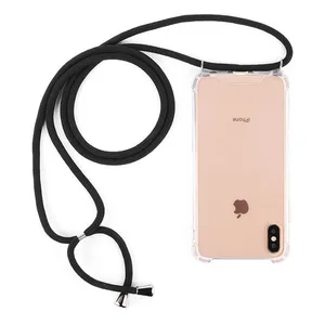 ODM Necklace Phone Case Clear TPU Neck Strap Rope Case Cover Crossbody with Strap long chain for iPhone 6 7 8 Plus X XS MAX XR