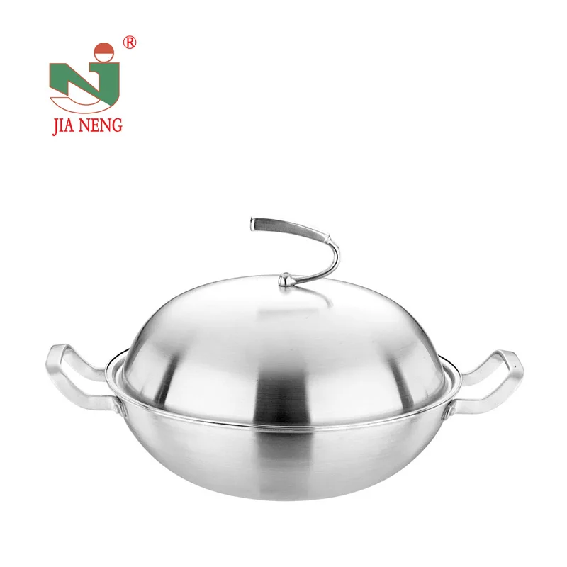 Stainless Steel 3ply Aluminium Chinese Kitchen Wok With Steamer - Buy ...