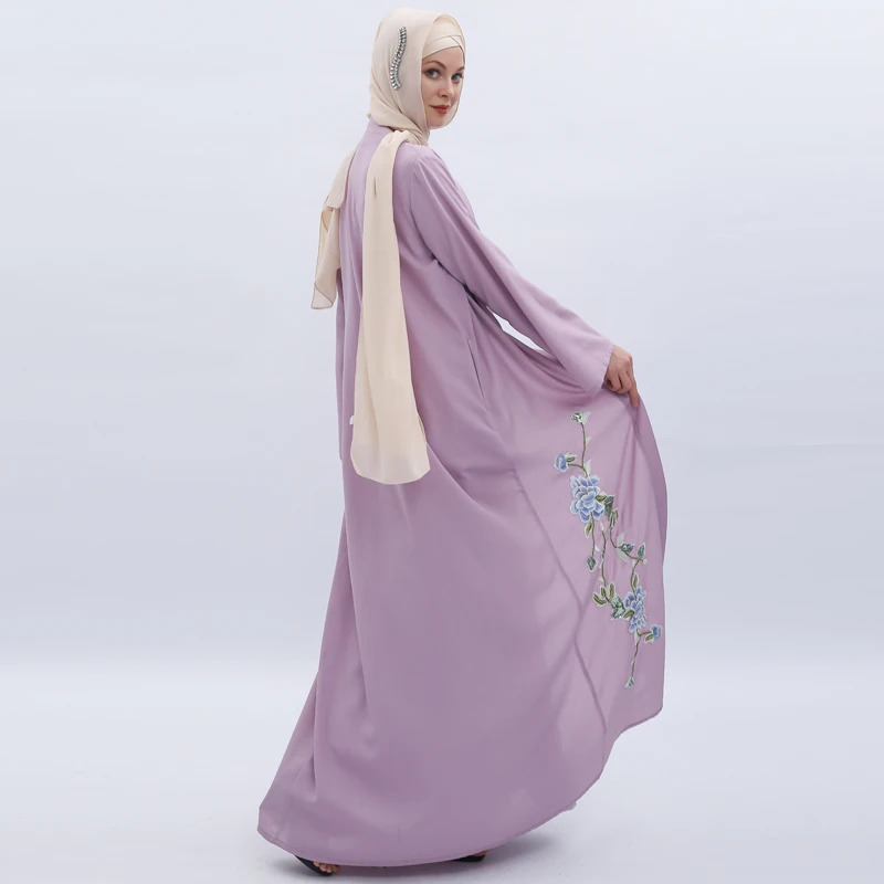 

Fashion comfortable embroidery flower abaya dress for muslim women