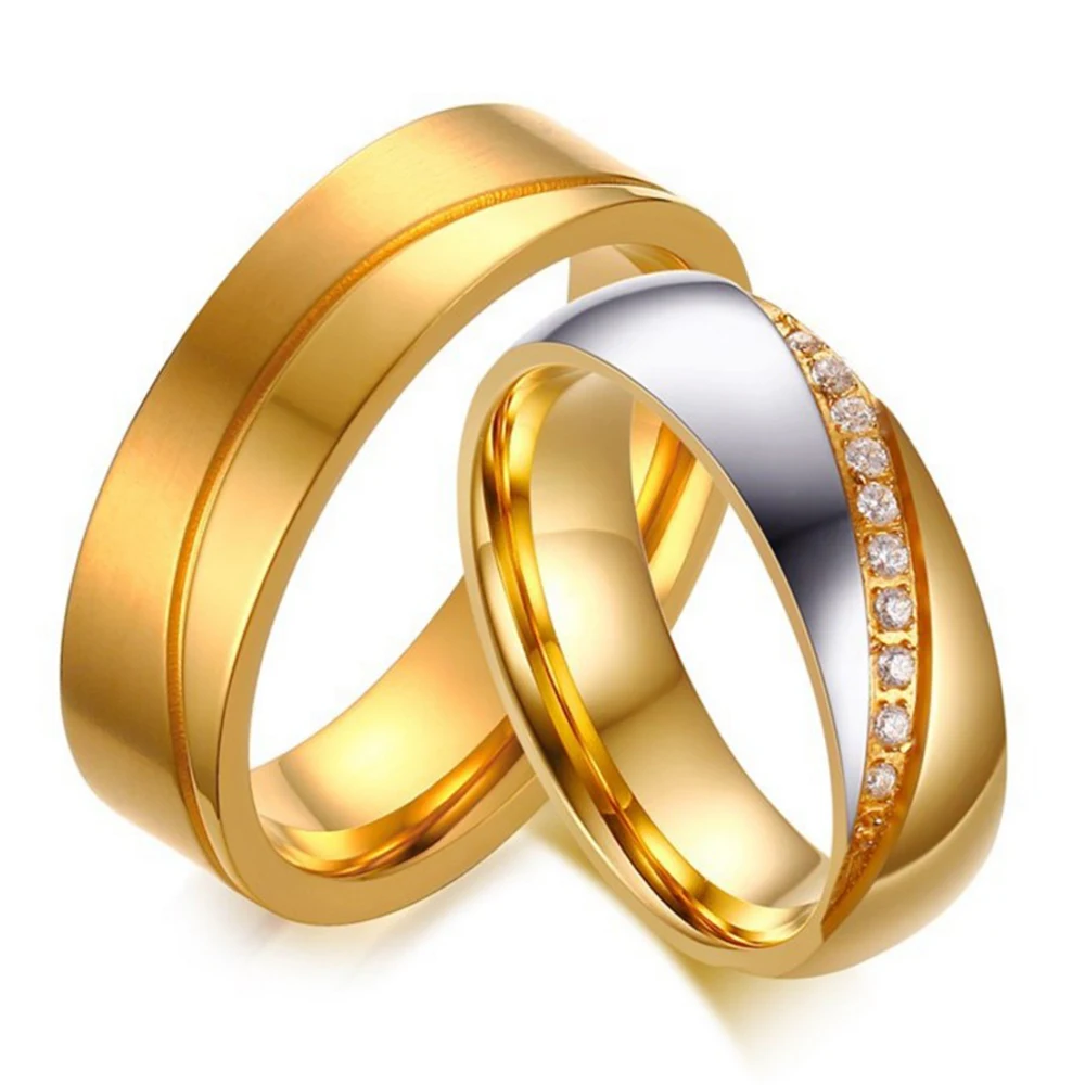 

Stainless Steel High Polished Gold Couple Ring Sets, Silver/gold/black/mixed