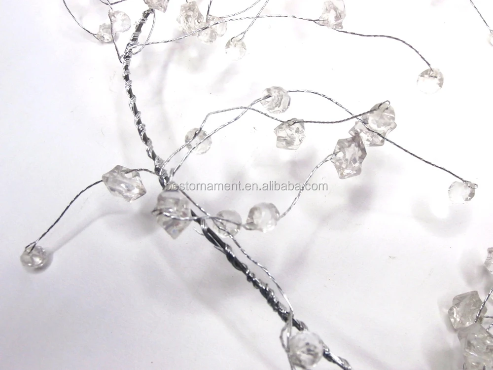 2pcs 130cm Transparent Beaded Garlands Wire String Acrylic Crystal Beads 