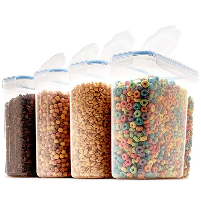 

4pack 135.2oz Cereal Container Airtight Lid Large Dry Cereal Storage Containers BPA Free Plastic Food Storage Container, Any color is available