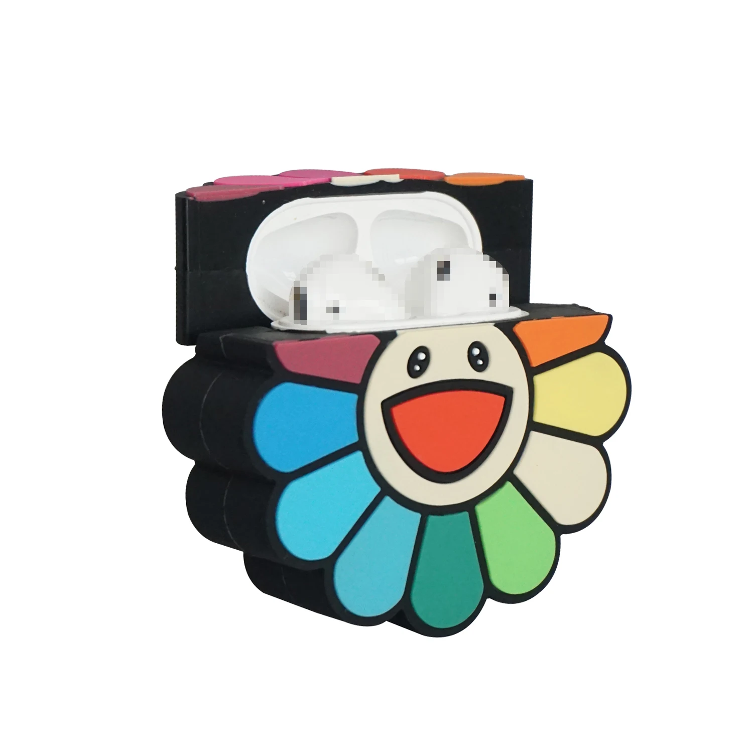 

Happy Sunflower Softshell Silicone 3D Case with Matching Finger Ring Strap for Airpods