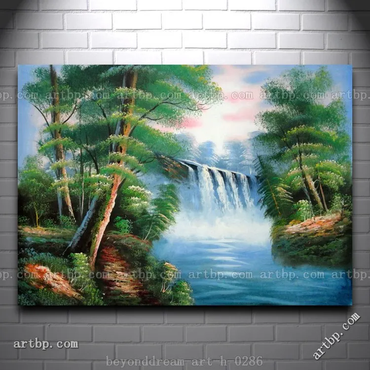 Gaint Sheet Waterfall Scenery Handpainted Oil Painting Naturalism Landscape Waterfall Acrylic
